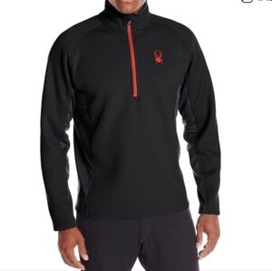 Spyder• Mens Outbound 1/2 Zip Black and Red Pullover. Sz L